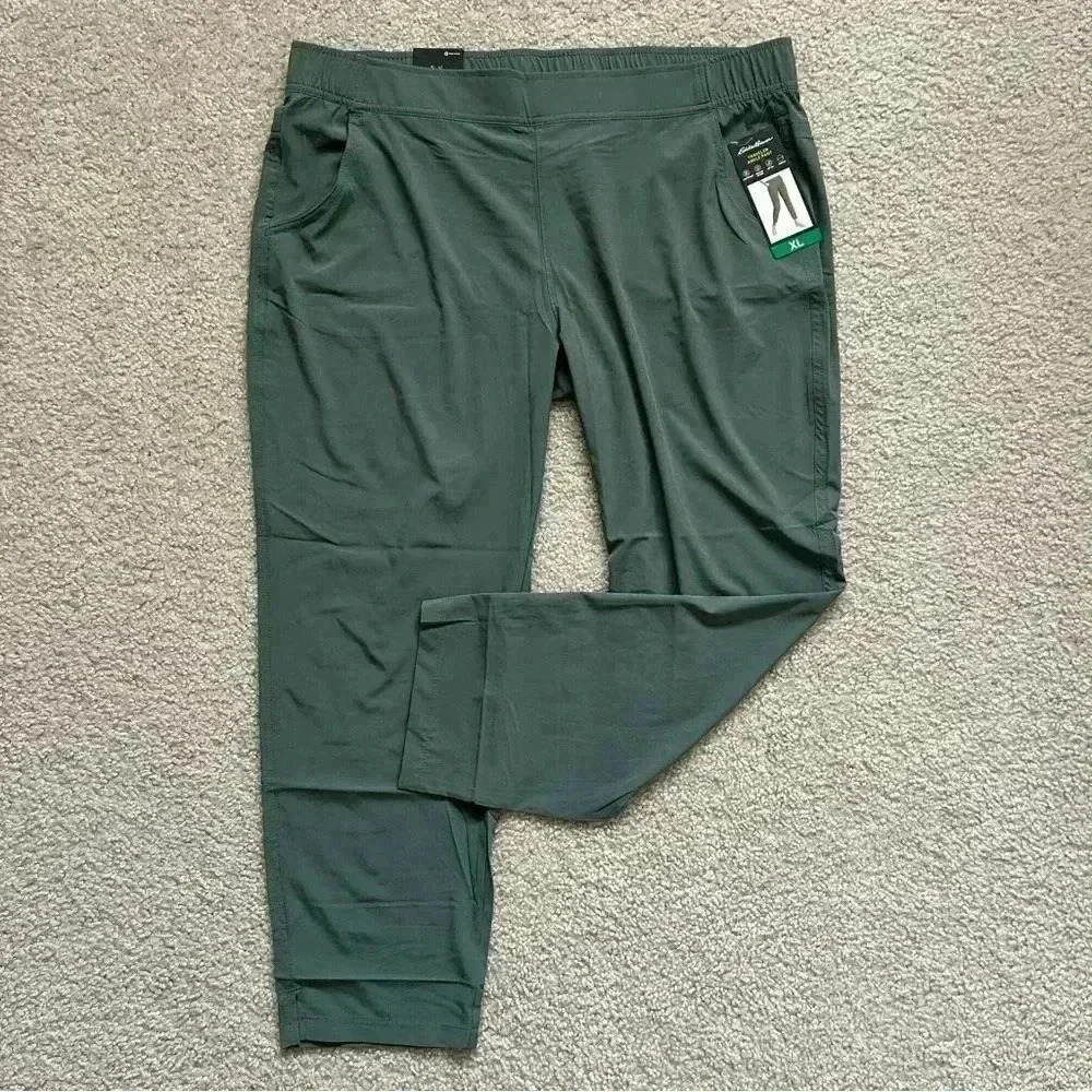 Eddie Bauer Traveler Ankle Pant Women Size XL Green Stretch Light Weight 1669563